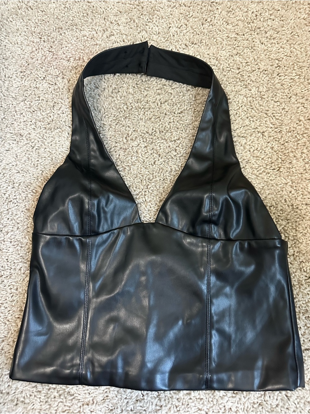 Edikted Black Faux Leather Halter One-Piece